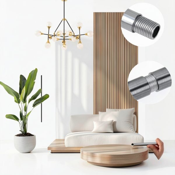 PATIKIL Lamp Extension Rod Silver Tone Metal Downrod-3