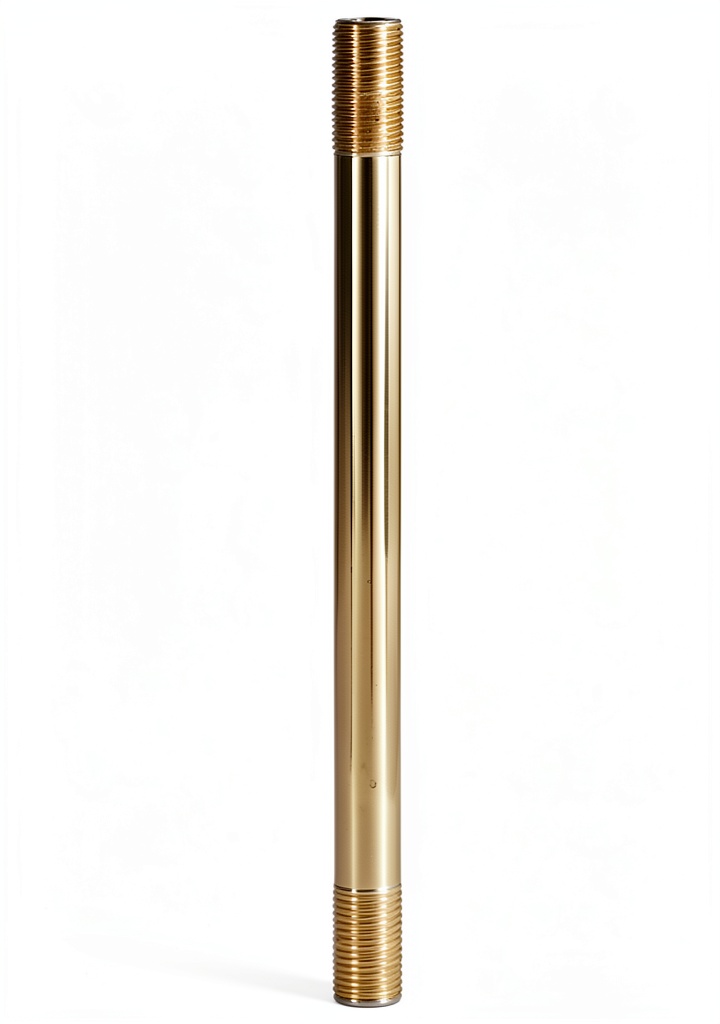 B&P Lamp brass threaded pipe with detailed thread close-up