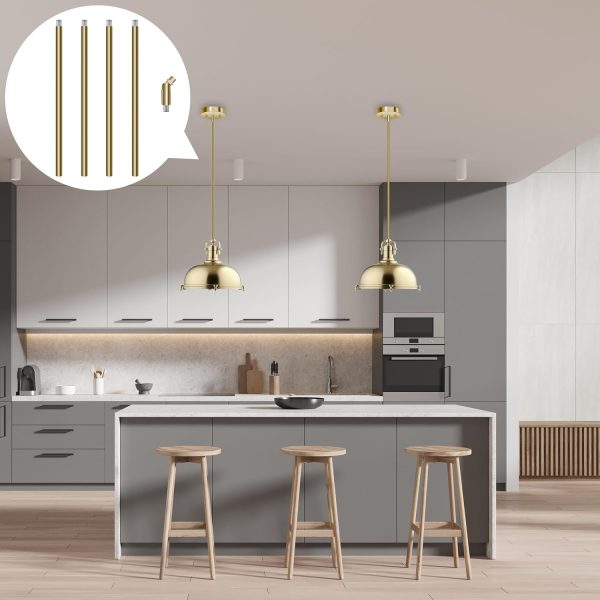 MAYOMAJO Lighting Extension Rods Brass Finish Heavy Duty-6