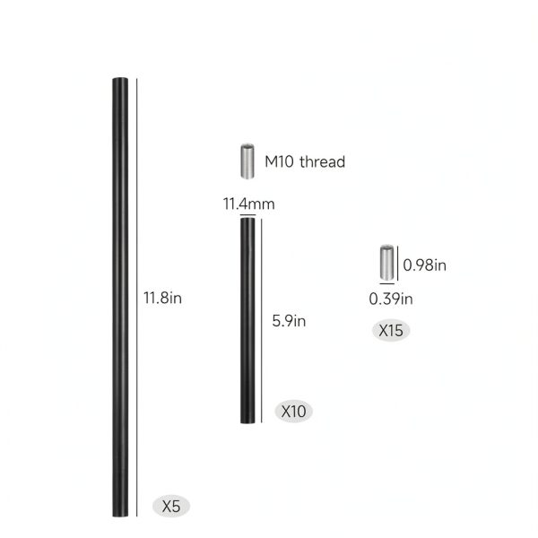 Lnrueg Threaded Extension Rods Iron M10 Black Lighting-2