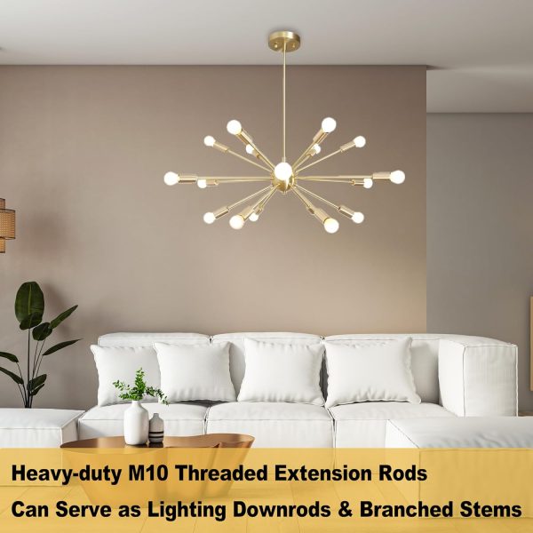 MAYOMAJO Lighting Extension Rods Brass Finish Heavy Duty-8