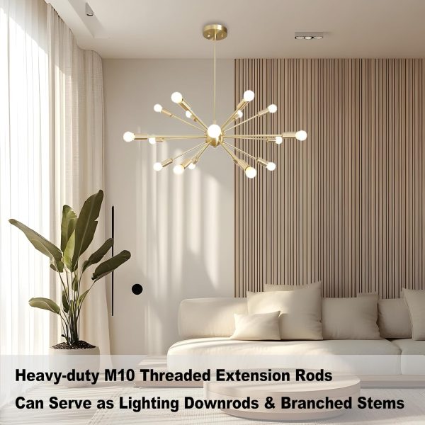 MAYOMAJO Lighting Extension Rods Brass Finish Heavy Duty-7