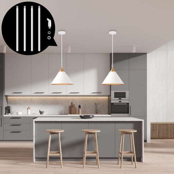MAYOMAJO Lighting Extension Rods White Iron Metal Downrods-6