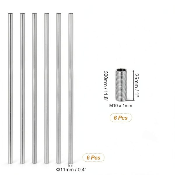 PATIKIL Lamp Extension Rod Silver Tone Metal Downrod-1