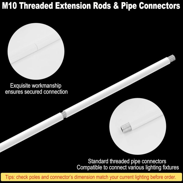 MAYOMAJO Lighting Extension Rods White Iron Downrods Stems-2